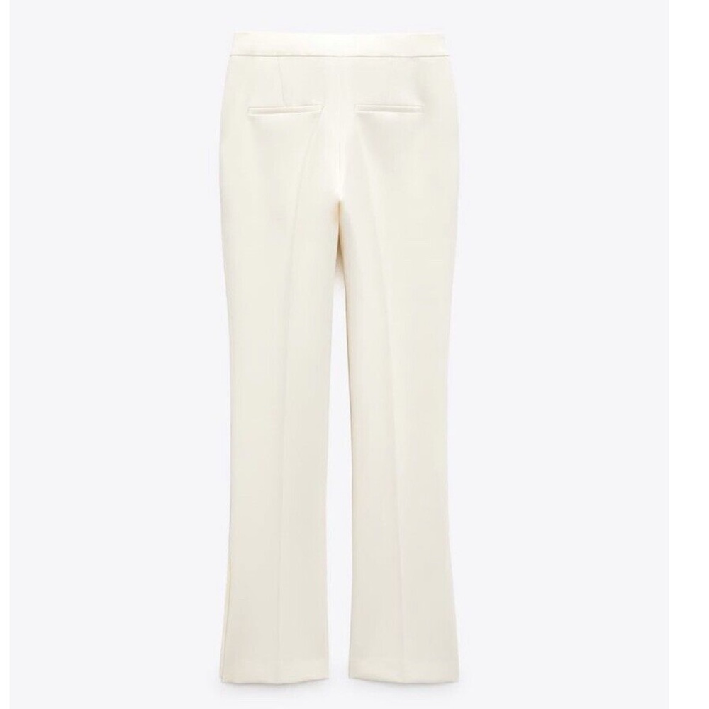 ZARA Ecru Vented Slit Hem Straight Leg Trousers Pants sz Small $89.90 - Picture 7 of 14